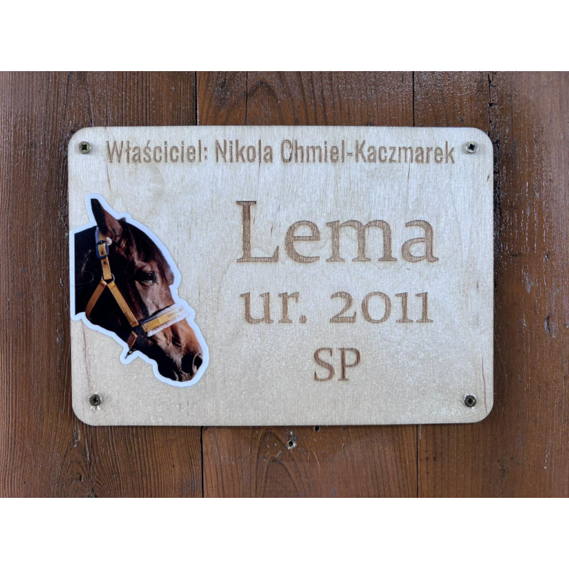 Tabliczka z imieniem konia na boks do stajni