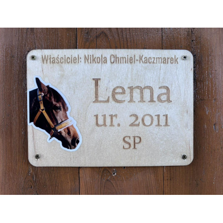 Tabliczka z imieniem konia na boks do stajni